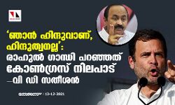 ഞാന്‍ ഹിന്ദുവാണ്,ഹിന്ദുത്വനല്ല: രാഹുല്‍ ഗാന്ധി പറഞ്ഞത് കോണ്‍ഗ്രസ് നിലപാട്-വി ഡി സതീശന്‍