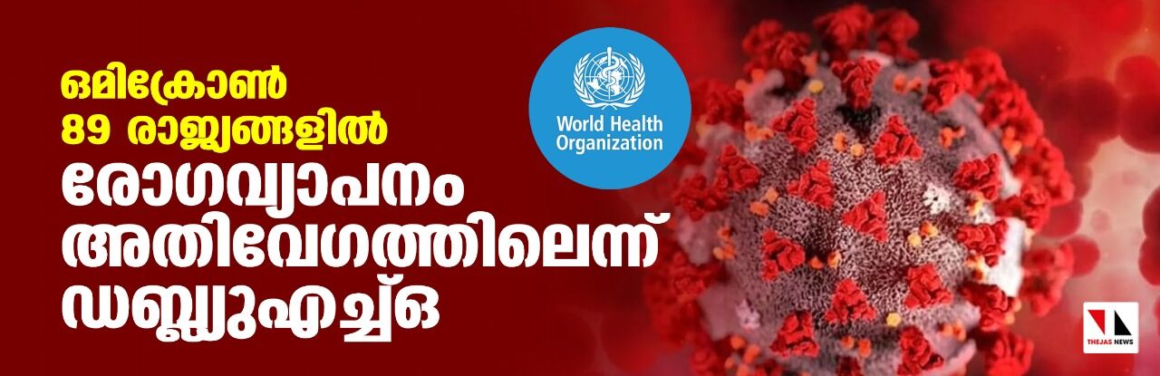 ഒമിക്രോണ്‍ 89 രാജ്യങ്ങളില്‍; രോഗവ്യാപനം അതിവേഗത്തിലെന്ന് ഡബ്ല്യുഎച്ച്ഒ