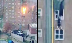 തീപ്പിടിത്തമുണ്ടായ കെട്ടിടത്തിന്റെ ജനലില്‍ തൂങ്ങി രക്ഷപ്പെടാന്‍ ശ്രമിക്കുന്ന കുട്ടികളുടെ ദൃശ്യം വൈറലായി