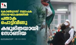 കോൺ​ഗ്രസ് സ്ഥാപക ദിനാഘോഷത്തില്‍ പതാക പൊട്ടിവീണു; ക്ഷുഭിതയായി സോണിയ