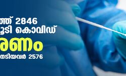 സംസ്ഥാനത്ത് ഇന്ന് 2846 പേര്‍ക്ക് കൊവിഡ്; മരണം 12;   ആകെ മരണം 47,277