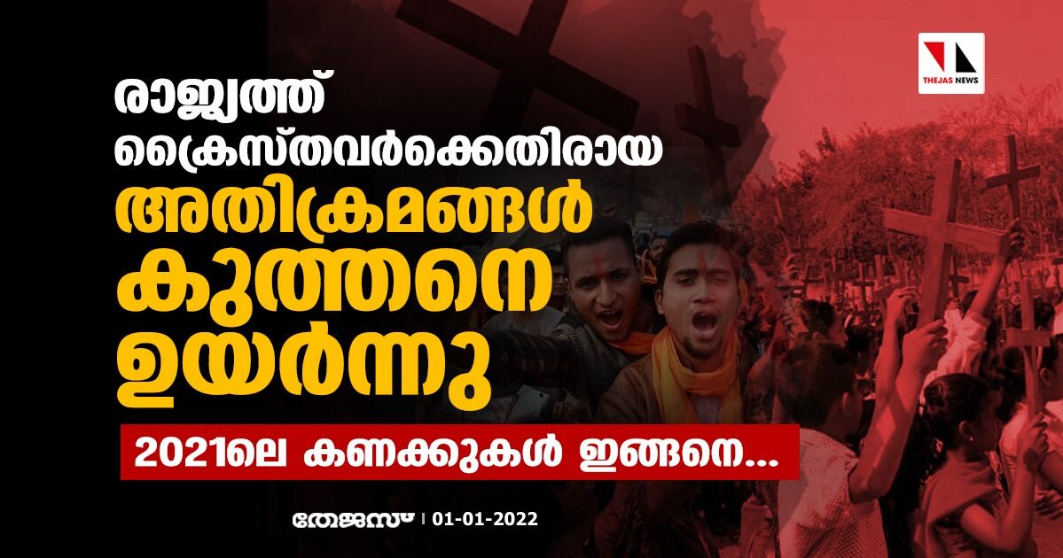 രാജ്യത്ത് ക്രൈസ്തവര്ക്കെതിരായ അതിക്രമങ്ങള് കുത്തനെ ഉയര്ന്നു; 2021 ലെ കണക്കുകള് ഇങ്ങനെ രാജ്യത്ത് ക്രൈസ്തവര്ക്കെതിരായ അതിക്രമങ്ങള് കുത്തനെ ഉയര്ന്നു; 2021 ലെ കണക്കുകള് ഇങ്ങനെ