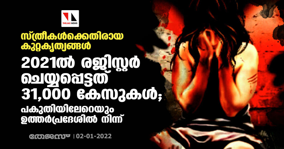 സ്ത്രീകള്‍ക്കെതിരായ കുറ്റകൃത്യങ്ങള്‍: 2021ല്‍ രജിസ്റ്റര്‍ ചെയ്യപ്പെട്ടത് 31,000 കേസുകള്‍; പകുതിയിലേറെയും ഉത്തര്‍പ്രദേശില്‍ നിന്ന്