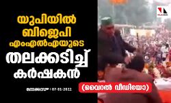 യുപിയില്‍ ബിജെപി എംഎല്‍എയുടെ തലക്കടിച്ച് കര്‍ഷകന്‍ (വൈറല്‍ വീഡിയോ)