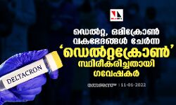 ഡെല്‍റ്റ, ഒമിക്രോണ്‍ വകഭേദങ്ങള്‍ ചേര്‍ന്ന ഡെല്‍റ്റക്രോണ്‍ സ്ഥിരീകരിച്ചതായി  ഗവേഷകര്‍