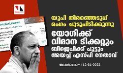 യുപി തിരഞ്ഞെടുപ്പ് രംഗം ചൂടുപിടിക്കുന്നു; യോഗിക്ക് വിമാന ടിക്കറ്റും ബിജെപിക്ക് പൂട്ടും അയച്ച് എസ്പി നേതാവ്