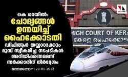 കെ റെയില്‍:ചോദ്യങ്ങള്‍ ഉന്നയിച്ച് ഹൈക്കോടതി;ഡിപിആര്‍ തയ്യാറാക്കും മുമ്പ് സ്വീകരിച്ച നടപടികള്‍ അറിയിക്കണമെന്ന് സര്‍ക്കാരിന് നിര്‍ദ്ദേശം