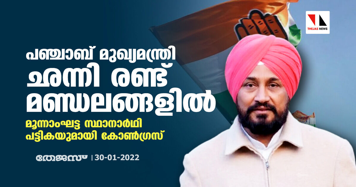 മൂന്നാംഘട്ട സ്ഥാനാർഥി പട്ടിക പ്രഖ്യാപിച്ച് കോൺ​ഗ്രസ്; മുഖ്യമന്ത്രി ഛന്നി രണ്ട് മണ്ഡലങ്ങളിൽ ജനവിധി തേടും