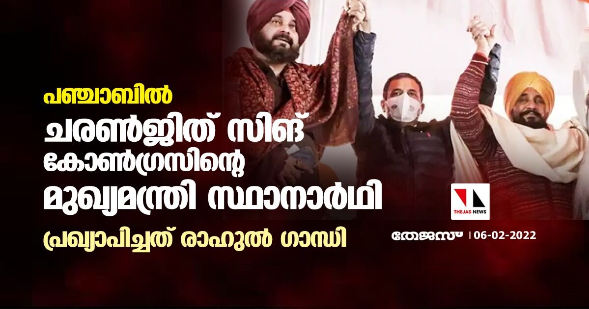 പഞ്ചാബില്‍ ചരണ്‍ജിത് സിങ് കോണ്‍ഗ്രസിന്റെ മുഖ്യമന്ത്രി സ്ഥാനാര്‍ഥി; പ്രഖ്യാപിച്ചത് രാഹുല്‍ ഗാന്ധി