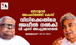 സോളാര്‍ അപകീര്‍ത്തി കേസ്; വിധിക്കെതിരേ അപ്പീല്‍ നല്‍കി വി എസ് അച്യുതാനന്ദന്‍