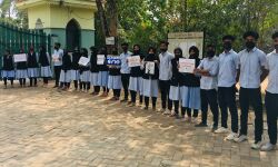 മീഡിയാ വണ്‍ സംപ്രേഷണ വിലക്കിനെതിരേ മാധ്യമവിദ്യാര്‍ഥികളുടെ പ്രതിഷേധം