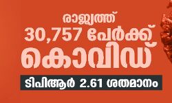 രാജ്യത്ത് 30,757 പേര്‍ക്ക് കൊവിഡ്;ടിപിആര്‍ 2.61 ശതമാനം