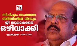 സിപിഎം സംസ്ഥാന സമിതിയില് നിന്നും ജി സുധാകരനെ ഒഴിവാക്കി സിപിഎം സംസ്ഥാന സമിതിയില് നിന്നും ജി സുധാകരനെ ഒഴിവാക്കി