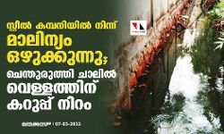 സ്റ്റീൽ കമ്പനിയിൽ നിന്ന് മാലിന്യം ഒഴുക്കുന്നു; ചെന്തുരുത്തി ചാലിൽ വെള്ളത്തിന് കറുപ്പ് നിറം