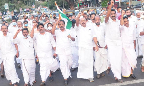 കെ സുധാകരനെതിരേ സിപിഎം കൊലവിളി പ്രസംഗം; കണ്ണൂരില്‍ കോണ്‍ഗ്രസ് പ്രതിഷേധ പ്രകടനം