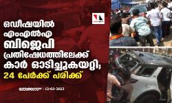ഒഡീഷയിൽ എംഎല്‍എ ബിജെപി പ്രതിഷേധത്തിലേക്ക് കാർ ഓടിച്ചുകയറ്റി; 24 പേര്‍ക്ക് പരിക്ക്