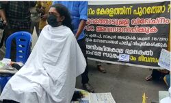 സെക്രട്ടറിയേറ്റിന് മുന്നില്‍ തലമുണ്ഡനം ചെയ്ത് എല്‍പി സ്‌ക്കൂള്‍ ടീച്ചര്‍മാരുടെ പ്രതിഷേധം