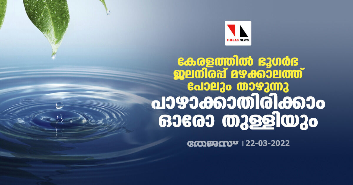 കേരളത്തിൽ ഭൂഗർഭ ജലനിരപ്പ് മഴക്കാലത്ത് പോലും താഴുന്നു; പാഴാക്കാതിരിക്കാം ഓരോ തുള്ളിയും