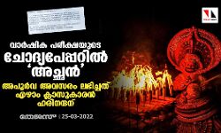 വാർഷിക പരീക്ഷയുടെ ചോദ്യപേപ്പറിൽ അച്ഛൻ; അപൂർവ അവസരം ലഭിച്ചത് എഴാം ക്ലാസുകാരന്‍ ഹരിനന്ദന്