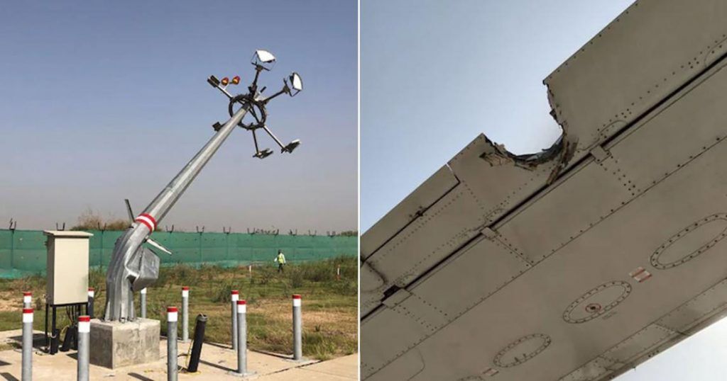 വിമാനം ടേക്ക് ഓഫിനു തൊട്ടുമുമ്പ് തൂണില് ഇടിച്ചു വിമാനം ടേക്ക് ഓഫിനു തൊട്ടുമുമ്പ് തൂണില് ഇടിച്ചു