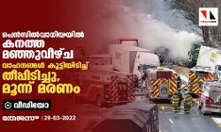 പെന്‍സില്‍വാനിയയില്‍ കനത്ത മഞ്ഞുവീഴ്ച; വാഹനങ്ങള്‍ കൂട്ടിയിടിച്ച് തീപ്പിടിച്ചു, മൂന്ന് മരണം (വീഡിയോ)