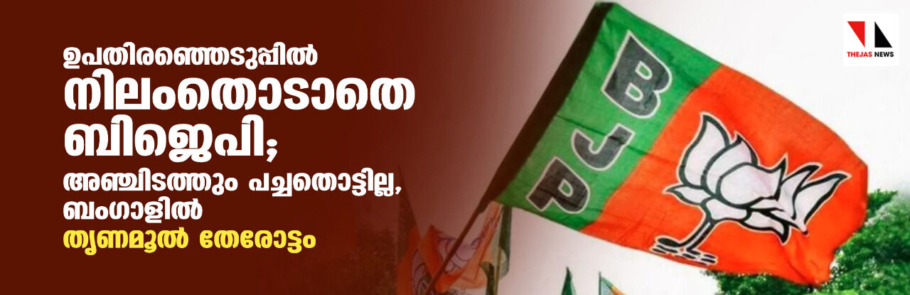 ഉപതിരഞ്ഞെടുപ്പില് നിലംതൊടാതെ ബിജെപി; അഞ്ചിടത്തും പച്ചതൊട്ടില്ല, ബംഗാളില് തൃണമൂല് തേരോട്ടം ഉപതിരഞ്ഞെടുപ്പില് നിലംതൊടാതെ ബിജെപി; അഞ്ചിടത്തും പച്ചതൊട്ടില്ല, ബംഗാളില് തൃണമൂല് തേരോട്ടം