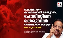 സമരക്കാരെ കായികമായി നേരിട്ടാല്‍, പോലിസിനെ തെരുവില്‍ കൈകാര്യം ചെയ്യും: കെ സുധാകരന്‍