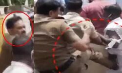 കെ റെയില്‍ സമരക്കാരെ ബൂട്ടിട്ട് ചവിട്ടിയ പോലിസുകാരനെ സ്ഥലം മാറ്റി