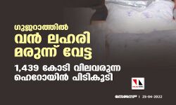 ഗുജറാത്തില്‍ വന്‍ ലഹരി മരുന്ന് വേട്ട; 1,439 കോടി വിലവരുന്ന ഹെറോയിന്‍ പിടികൂടി