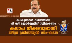 പെരുന്നാള്‍ ദിനത്തില്‍ പി സി ജോര്‍ജ്ജിന് സ്വീകരണം; കലാപ നീക്കവുമായി തീവ്ര ക്രിസ്ത്യന്‍ സംഘടന