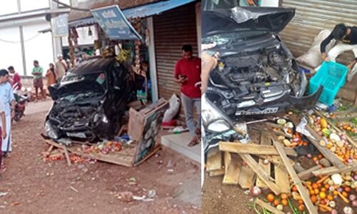 നിയന്ത്രണം വിട്ട കാര്‍ കടയിലേക്ക് ഇടിച്ചുകയറി