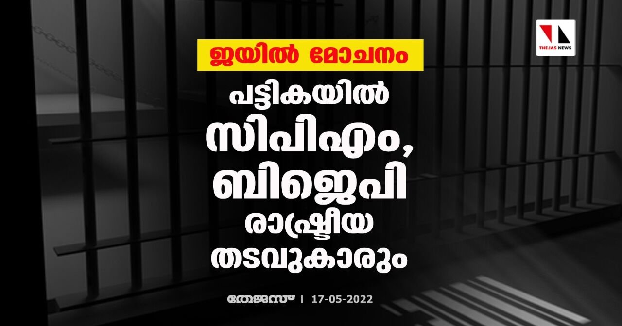 ജയില്‍ മോചനം: പട്ടികയില്‍ സിപിഎം, ബിജെപി രാഷ്ട്രീയ തടവുകാരും