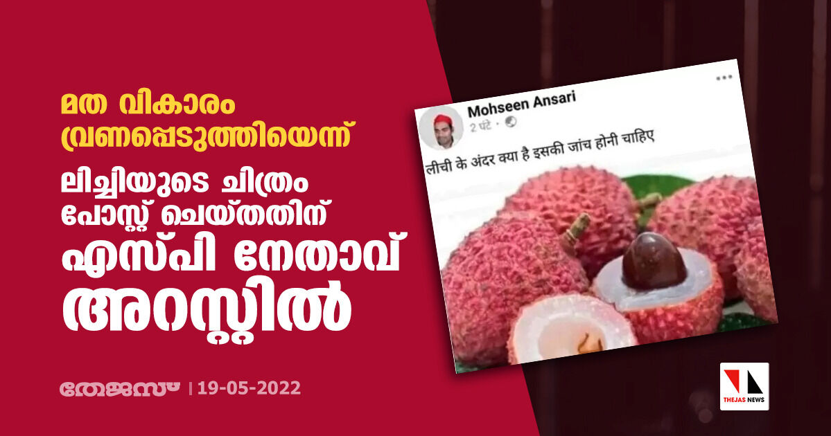 മത വികാരം വ്രണപ്പെടുത്തിയെന്ന്;ലിച്ചിയുടെ ചിത്രം പോസ്റ്റ് ചെയ്തതിന് എസ്പി നേതാവ് അറസ്റ്റില് മത വികാരം വ്രണപ്പെടുത്തിയെന്ന്;ലിച്ചിയുടെ ചിത്രം പോസ്റ്റ് ചെയ്തതിന് എസ്പി നേതാവ് അറസ്റ്റില്