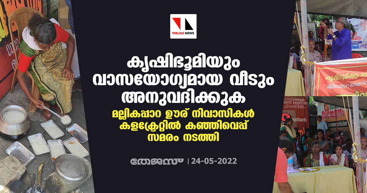 കൃഷിഭൂമിയും വാസയോഗ്യമായ വീടും അനുവദിക്കുക; മല്ലികപ്പാറ ഊര് നിവാസികള് വയനാട് കളക്ട്രേറ്റില് കഞ്ഞിവെപ്പ് സമരം നടത്തി കൃഷിഭൂമിയും വാസയോഗ്യമായ വീടും അനുവദിക്കുക; മല്ലികപ്പാറ ഊര് നിവാസികള് വയനാട് കളക്ട്രേറ്റില് കഞ്ഞിവെപ്പ് സമരം നടത്തി