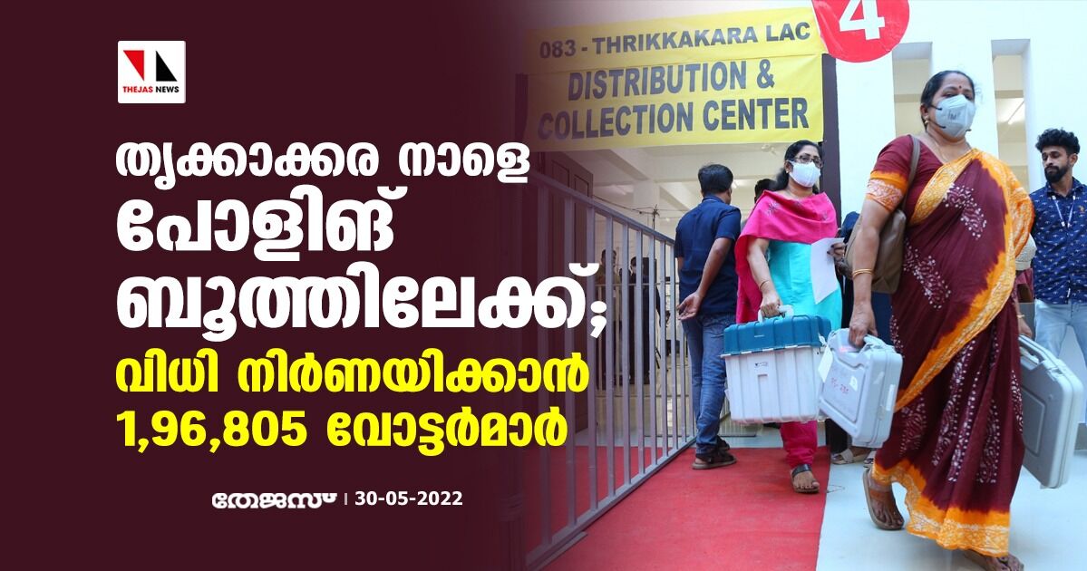 തൃക്കാക്കര നാളെ പോളിംഗ് ബൂത്തിലേക്ക്; വിധി നിര്ണ്ണയിക്കാന് 1,96,805 വോട്ടര്മാര് തൃക്കാക്കര നാളെ പോളിംഗ് ബൂത്തിലേക്ക്; വിധി നിര്ണ്ണയിക്കാന് 1,96,805 വോട്ടര്മാര്