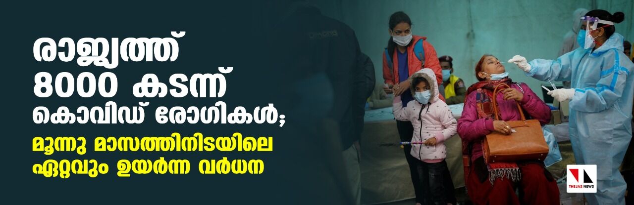 രാജ്യത്ത് 8000 കടന്ന് കൊവിഡ് രോഗികള്‍;മൂന്നു മാസത്തിനിടയിലെ ഏറ്റവും ഉയര്‍ന്ന വര്‍ധന