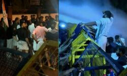 തൃശൂര്‍ രാമനിലയത്തിന് മുന്നില്‍ യൂത്ത് കോണ്‍ഗ്രസ്സുകാര്‍ മുഖ്യമന്ത്രിയുടെ കോലം കത്തിച്ചു; സംഘര്‍ഷം, ജലപീരങ്കി പ്രയോഗിച്ചു