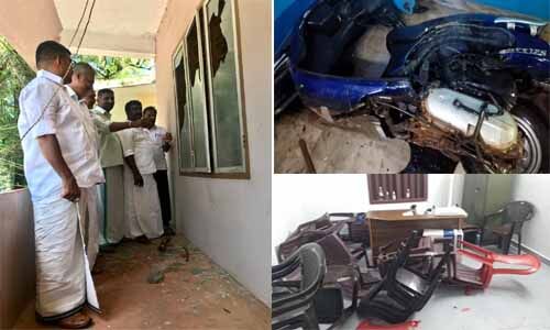 സ്വര്‍ണ കടത്ത് കേസ്;മുഖ്യമന്ത്രിക്കെതിരായ ആരോപണങ്ങള്‍ക്ക് പിന്നാലെ കണ്ണൂരില്‍ വ്യാപക സംഘര്‍ഷം,കോണ്‍ഗ്രസ് മന്ദിരം അടിച്ച് തകര്‍ത്തു