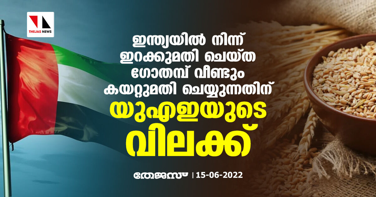 ഇന്ത്യയില്‍ നിന്ന് ഇറക്കുമതി ചെയ്ത ഗോതമ്പ് വീണ്ടും കയറ്റുമതി ചെയ്യുന്നതിന് യുഎഇയുടെ വിലക്ക്