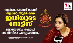 സ്വര്‍ണക്കടത്ത് കേസ്: സ്വപ്‌നാ സുരേഷിന് ഇഡിയുടെ നോട്ടീസ്; ബുധനാഴ്ച കൊച്ചി ഓഫിസില്‍ ഹാജരാവണം