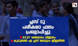 പ്ലസ് ടു, വിഎച്ച്എസ്ഇ പരീക്ഷാ ഫലം പ്രഖ്യാപിച്ചു; പ്ലസ് ടു 83.87, വിഎച്ച്എസ്ഇ 78.26 ശതമാനം വിജയം