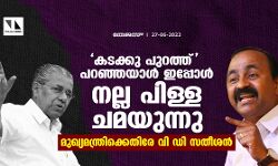 കടക്കു പുറത്ത് പറഞ്ഞയാള്‍ ഇപ്പോള്‍ നല്ല പിള്ള ചമയുന്നു; മുഖ്യമന്ത്രിക്കെതിരേ വി ഡി സതീശന്‍