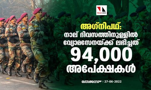 അഗ്‌നിപഥ്: നാല് ദിവസത്തിനുള്ളില്‍ വ്യോമസേനയ്ക്ക് ലഭിച്ചത് 94,000 അപേക്ഷകള്‍