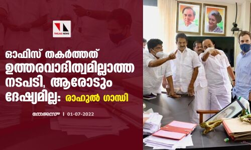 ഓഫിസ് തകര്‍ത്തത് ഉത്തരവാദിത്വമില്ലാത്ത നടപടി, ആരോടും ദേഷ്യമില്ല; രാഹുല്‍ ഗാന്ധി