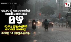 വടക്കന്‍ കേരളത്തില്‍ അതിശക്തമായ മഴ; മൂന്നു ജില്ലകളില്‍ ഓറഞ്ച് അലര്‍ട്ട്; നാളെ 14 ജില്ലകളിലും
