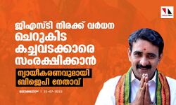 ജിഎസ്ടി നിരക്ക് വര്‍ധന ചെറുകിട കച്ചവടക്കാരെ സംരക്ഷിക്കാന്‍;ന്യായീകരണവുമായി ബിജെപി നേതാവ്