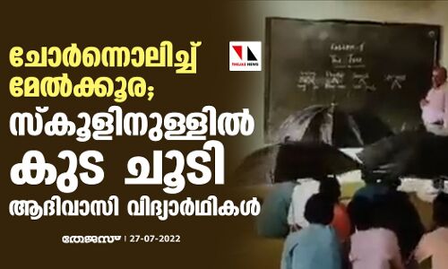 ചോര്‍ന്നൊലിച്ച് മേല്‍ക്കൂര; സ്‌കൂളിനുള്ളില്‍ കുട ചൂടി ആദിവാസി വിദ്യാര്‍ഥികള്‍ (വീഡിയോ)