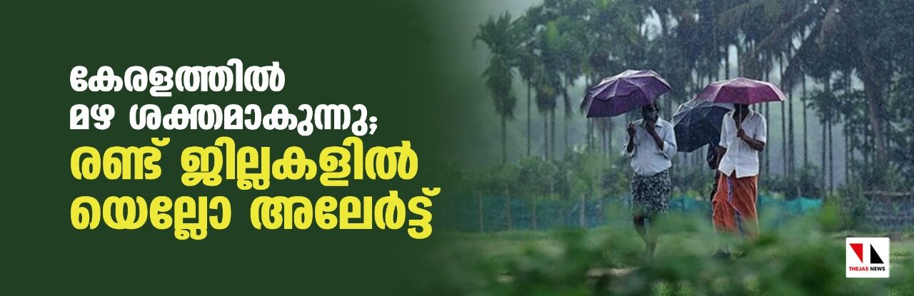 കേരളത്തില്‍ മഴ ശക്തമാകുന്നു; രണ്ട് ജില്ലകളില്‍ യെല്ലോ അലേര്‍ട്ട്