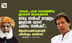ചൈന-പാക് സാമ്പത്തിക ഇടനാഴി തകര്‍ക്കാന്‍ ഒരു ഗള്‍ഫ് രാജ്യം ഇമ്രാന്‍ ഖാന് പണം നല്‍കി; ആരോപണവുമായി പിഡിഎം നേതാവ്