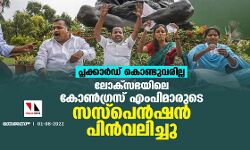 പ്ലക്കാര്‍ഡ് കൊണ്ടുവരില്ല; ലോക്‌സഭയിലെ കോണ്‍ഗ്രസ് എംപിമാരുടെ സസ്‌പെന്‍ഷന്‍ പിന്‍വലിച്ചു